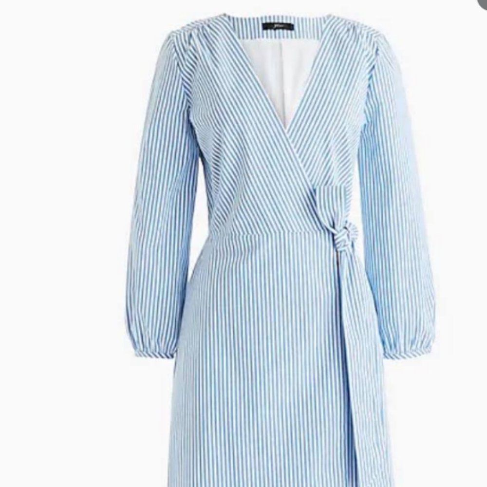 Wrap dress in striped cotton poplin